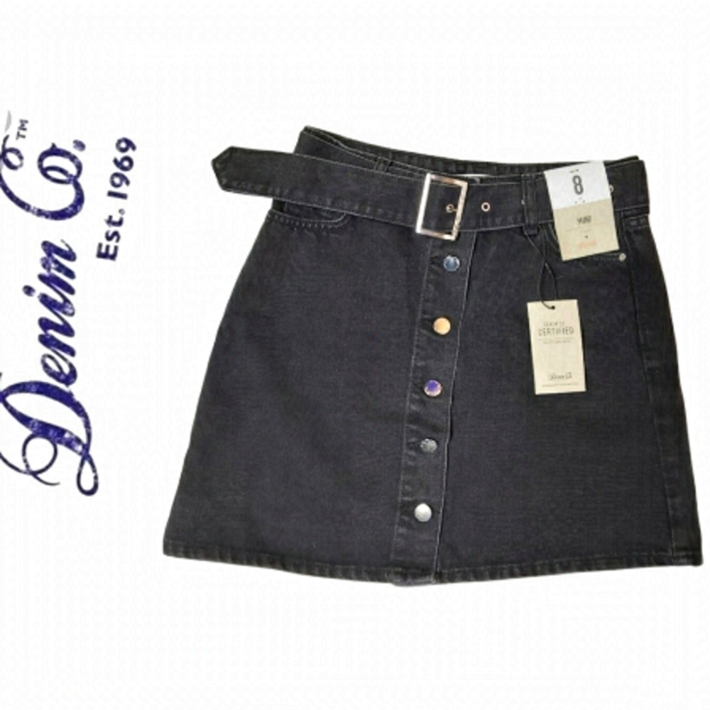 DENIM & Co Denim Belted Mini Skirt